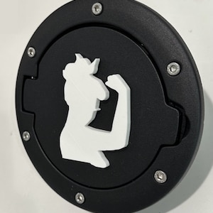 Girl Power w Muscle in 3D Black with Various colors For Jeep JK/JKU Flag Gas Cap Cover  -  Boss Lady