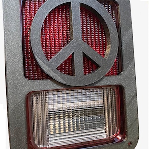 World &quot; Peace &quot; symbol Logo in 3D - Black For Jeep Wrangler JK/JKU Rear Tail Light Covers (07-18) Love Unity