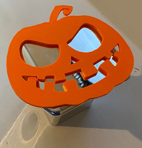 Pumpkin Jack O Lantern in 3d Chrome With Orange 2 Inch Trailer Hitch Cover Halloween  Spooky Jackolantern 