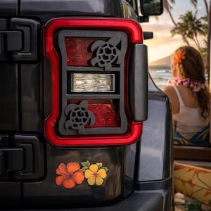 Hawaiian Honu Shell in 3D Various Colors for Jeep Led Version JK/JKU/JL Rear Tail Light Covers (2018-2026) Led Version -Tropical Turtle