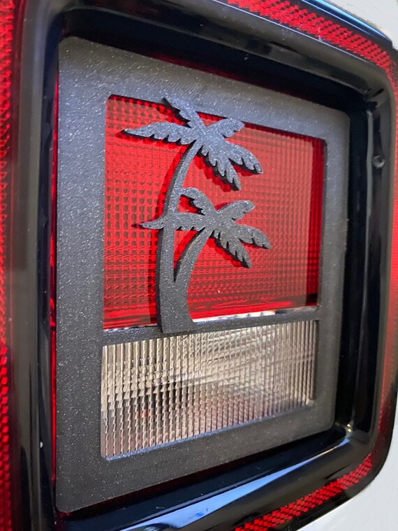 Palm Tree in 3D Black for Jeep Wrangler JK JKU JL Rear Tail Light