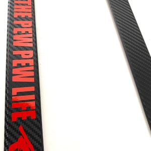 Pew pew Life Hashtag - Carbon Fiber with Red Automotive License Plate Frame -  Gamer Over Press Start