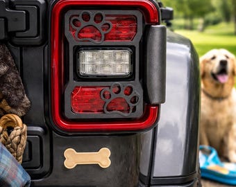 Dog Paw Outline Version in 3D - Various Colors for Jeep Gladiator Rear LED Tail Light Covers (2020-2026 ) - Love Paws Wag Pet