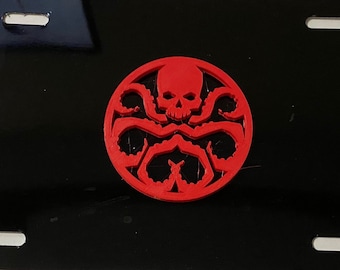 Hydra Octopus en versión 3D - único - placa de licencia automotriz INSERT BLACK con RED - estilo de cráneo