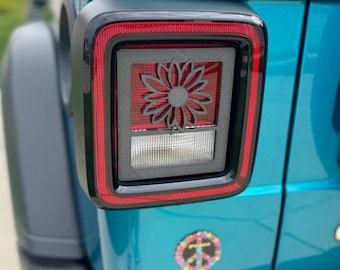 Sun Flower in 3D - Black for Jeep Wrangler JK/JKU/JL Rear Tail Light Covers (2019-2024) non Led Version) Sunflower hibiscus hawaii