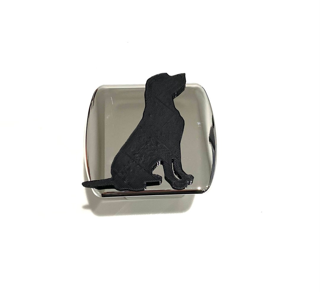 Black Lab Silhouette in 3d Chrome W Black 2 Inch Trailer Hitch Cover