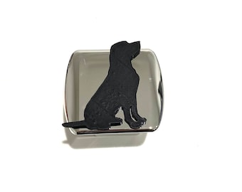 Black Lab Silhouette in 3d - Chrome w Black 2 inch Trailer Hitch Cover -  Love Dog Wag More Paw Paws Dogs