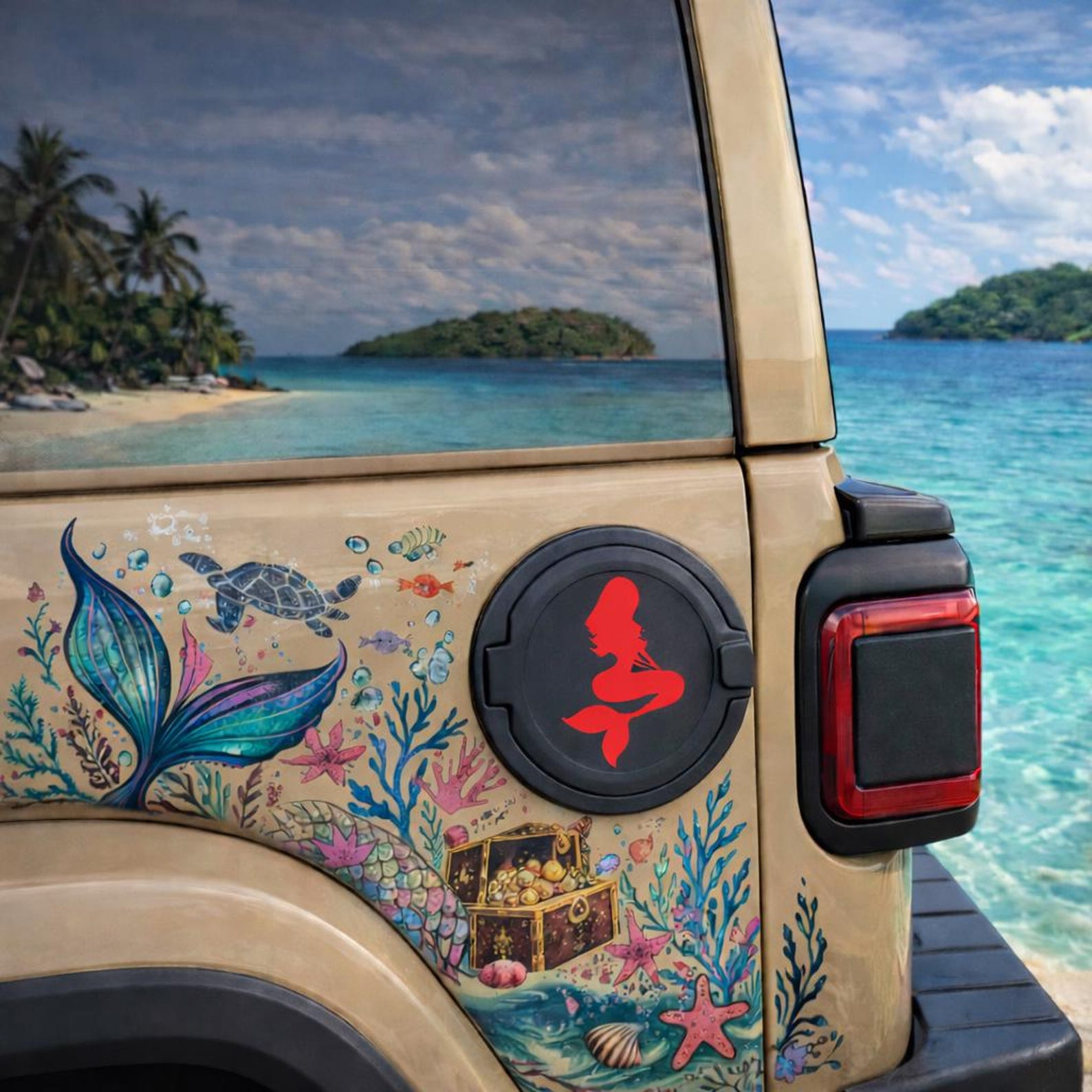Mermaid in 3d - Black With W Various Colors for Jeep Wrangler JK/JKU ...