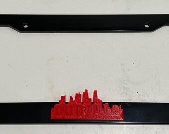 G00Zilla Japanese super hero skyscraper 3D - Black w Various Colors Automotive License plate cover - Giant superhero lizard King