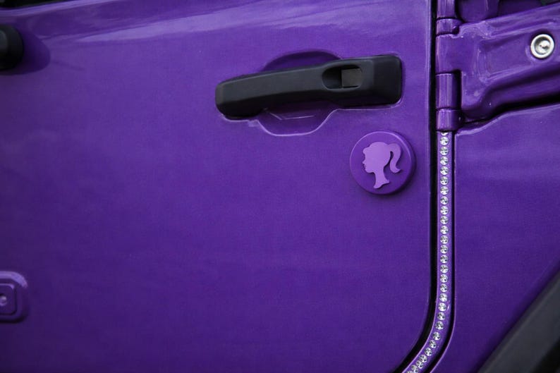 Girl Head Pony Tail Silhouette in 3D - Various Colors - For Jeep Wrangler JK/JKU/JL Key Lock Cap Hole Cover (07-24) Must have Accessory Purple