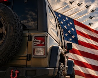 Battle American Flag in 3D - Various Colors For Jeep Wrangler JK/JKU Rear Tail Light Covers (07-18) Love Pride America Hero Soldier Warrior