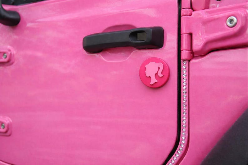 Girl Head Pony Tail Silhouette in 3D - Various Colors - For Jeep Wrangler JK/JKU/JL Key Lock Cap Hole Cover (07-24) Must have Accessory Pink