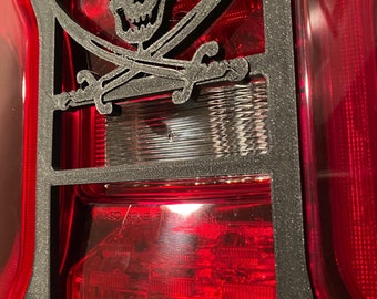 Pirate Skull w Swords in 3D for Jeep Wrangler Led Version JK/JKU/JL Willy Rear Tail Light Covers (2019-2026) Led Version - one eye