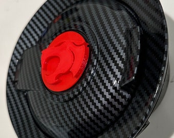 Panther Car Head in 3D - Carbon Fiber w RED For 2008 -2021 Dodge Challenger Gas cap - Dog Paw Cat Woof Wag More Love pets