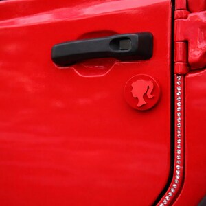 Girl Head Pony Tail Silhouette in 3D - Various Colors - For Jeep Wrangler JK/JKU/JL Key Lock Cap Hole Cover (07-24) Must have Accessory Red