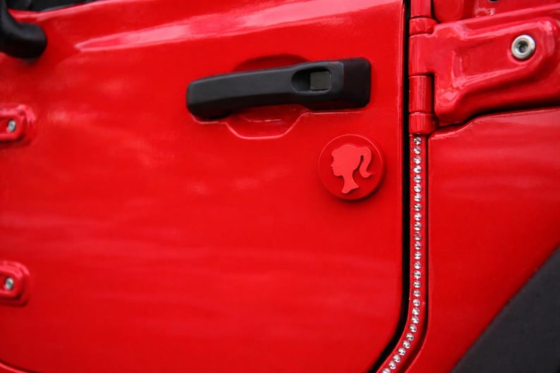 Girl Head Pony Tail Silhouette in 3D - Various Colors - For Jeep Wrangler JK/JKU/JL Key Lock Cap Hole Cover (07-24) Must have Accessory Red