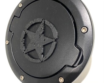 Rugged Army Star in 3d Blk with Black For Jeep JK/JKU Flag Gas Cap Cover - Battle Tested