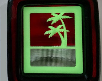 Palmera 3D que brilla en la oscuridad para cubiertas de luces traseras Jeep Wrangler JK/JKU/JL (2019-2026, versión sin LED) Amor hawaiano genial