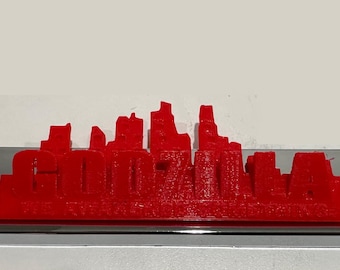 G00Zilla Japanese super hero skyscraper 3D - Chrome w Various Colors Automotive License plate cover - Giant superhero lizard King