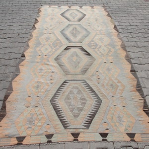 Pastel Kilim Rug, 4.6 x 10.5 ft Rug, Vintage Kilim Rug, Wool Rug, Turkish Rug, Turkey Rug, Floor Rug, Boho Rug, Ethnic Rug, Living Room Rug
