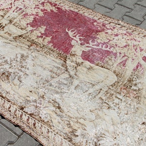 Wall Decor Kilim, 3.8 x 5.9 ft Kilim, Handmade Kilim, Boho Turkish Kilim, Pink Kilim, Anatolian Decor Kilim, Oriental Wall Kilim, Tribal Rug