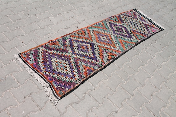 Bohemian Kilim Runner Rug: Vintage Turkish Hallway Rug (2.1 x 6.7 ft)