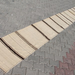 Turkish Kilim Runner, 1.9 x 24.3 ft Rug, Extra Long Runner, Wool Runner, Anatolian Rug, Vintage Hallway Rug, Stairway Runner, Beige Runner