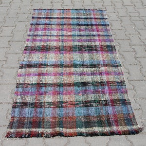 Vintage Turkish Kilim, 3.0 x 5.8 ft Rug, Handmade Rag Rug, Old Woven Kilim, Home Decor Rug, Vintage Floor Rug, Tribal  Rag Rug, Cotton Kilim