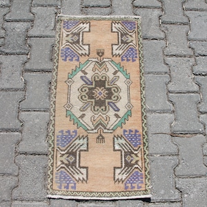 Vintage Oushak Rug, 1.5 x 2.9 ft Rug, Wool Rug, Boho Area Rug, Home Decor Rug, Living Room Rug, Handmade Rug, Turkish Rug, Beige Rug