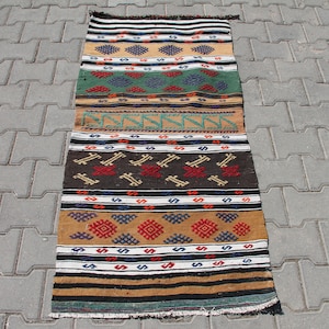 Tribal Rug, 2.3 x 4.7 ft Rug, Turkish Kilim Rug, Oriental Rug, Southwestern Kilim, Home Decor Rug, Bohemian Rug, Area Rug, Anatolian Rug