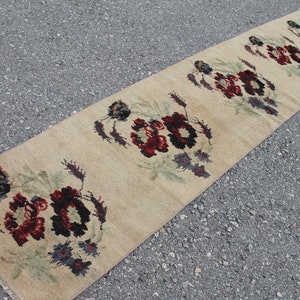 Vintage Boho Runner, 2.1 x 9.4 ft Rug, Floral Rug Runner, Turkish Runner Rug, Wool Tribal Rug, Ethnic Rug, Vintage Hallway Rug, Old Rug