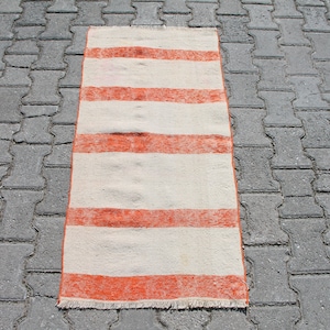 Beige Striped Kilim, 1.9 x 4.3 ft Rug, Vintage Kilim Rug, Handwoven Rag Rug, Striped Bohemian Rug, Turkish Kilim Rug, Designer Rug, Old Rug