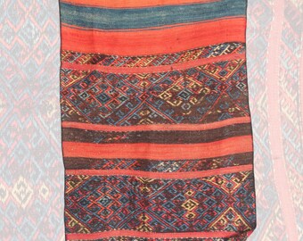 Antique Handmade Kilim Rug - 2x2 ft | Wool Vintage Turkish Carpet for Home Decor