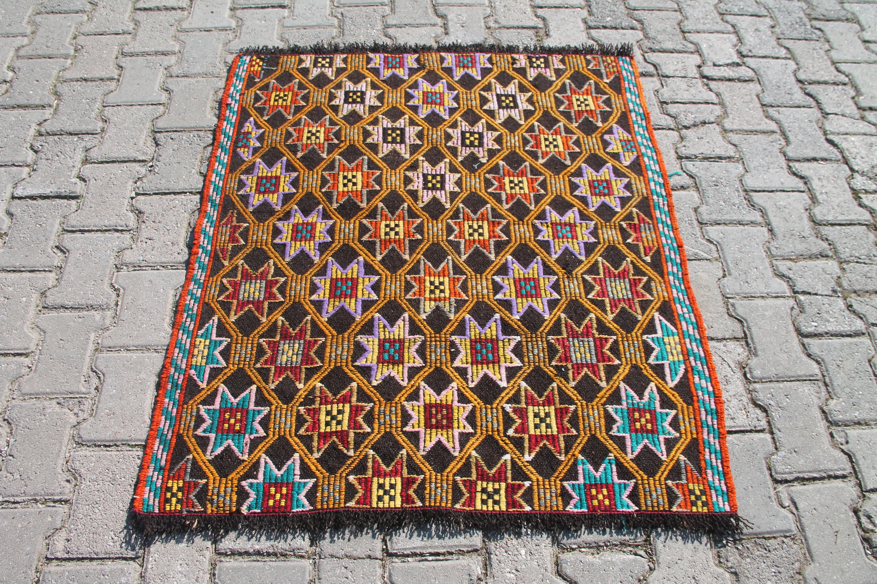 Kelim Teppich, Kelim Teppich, Vintage Teppich, Kelimteppich, Kelimteppich, Hochzeitsteppich, 100 x 120 cm, Anatolischer Teppich, Wollteppich