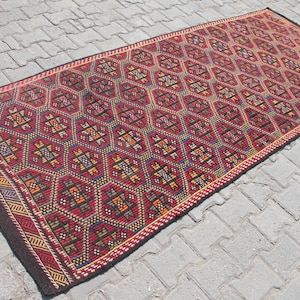 Turkish Kilim Runner, 3.7 x 9.3 ft Rug, Vintage Kilim Rug, Boho Hallway Runner, Kitchen Runner, Handmade Wool Runner, Rustic Kilim, Old Rug