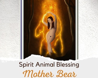 Bundle: Mother Bear, Cat, and Raven Spirit Animal Blessings - Digital Art