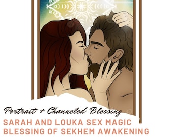 Sarah and Louka Sex Magic Blessing - Portrait Digital Art | Printable Art | Sarah, daughter of Jesus and Mary Magdalene