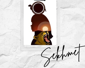 Egyptian Goddess Sekhmet Silhouette - Digital Art