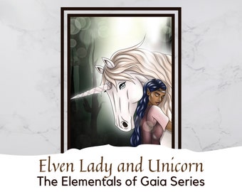 Elven Lady and Unicorn | Elementals of Gaia Series | Instant Download | Channeled Message | Connect with the Elementals | Digital Art