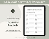 30 Days of Gratitude Practice | Digital Download | Worksheet | Immediate Download | Self-Love Practice | 30 Days Practice | PDF