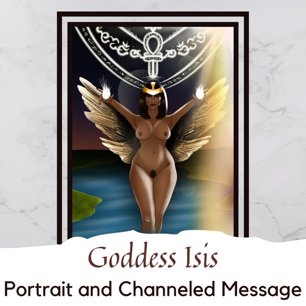 Isis Egyptian Goddess  - Portrait Digital Art with Channeled Message | Instant Download