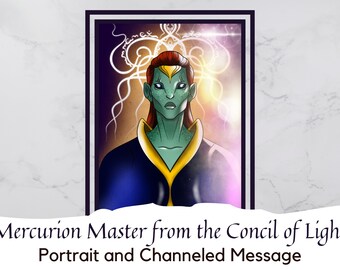 Mercurion Master from the Concil of Light - Portrait with Channeled Message | Instant Download