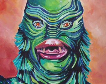 Creature from the Black Lagoon Art Print: Signed Classic Horror Canvas