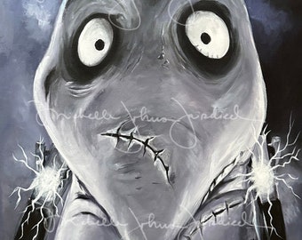 Frankenweenie 8"x10" artist signed Fine Art Canvas Print