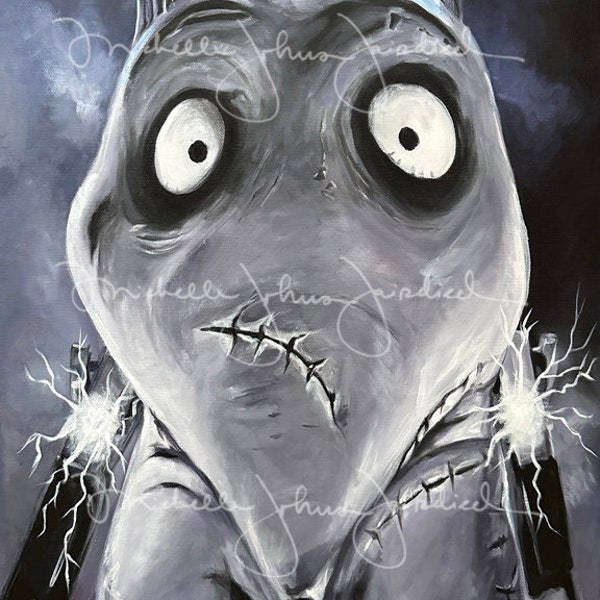 Frankenweenie 8"x10" artist signed Fine Art Canvas Print