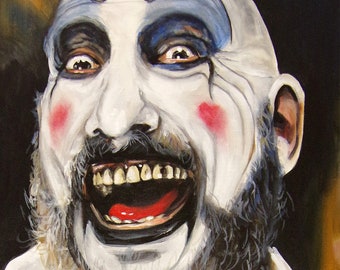 Sid Haig as Captain Spaulding 11"x14" artist signed Fine Art Print -Gothic-Creepy Horror Art-Rob Zombie-1000 Corpses-Devils Rejects in one