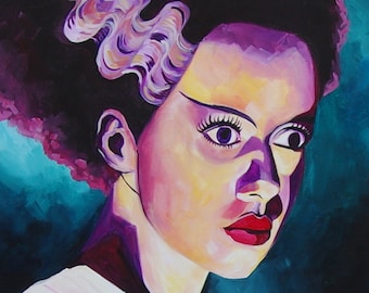 Bride of Frankenstein Art Print: Signed Canvas or Paper, Classic Horror
