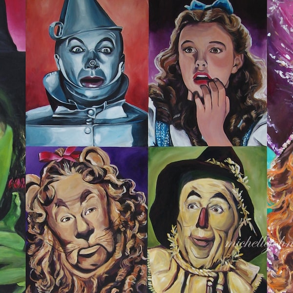 Wizard of Oz 11"x17" artist signed Fine Art Paper Print: Dorothy, Glinda , Scarecrow, Tinman, Cowardly Lion, Wicked Witch,