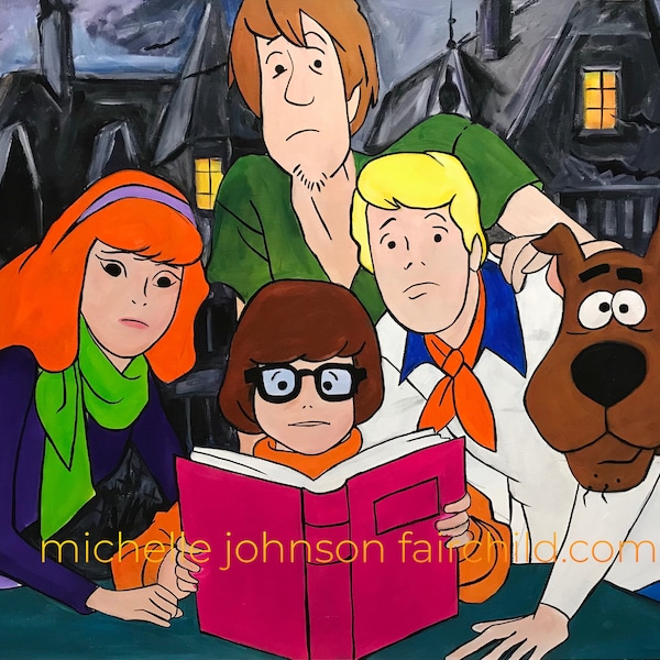 Scooby Doo and Those Medling Kids 11"x14" artist signed fine art print or 8"x10" Canvas Daphne, Scooby, Shaggy, Fred and Velma circa 1969