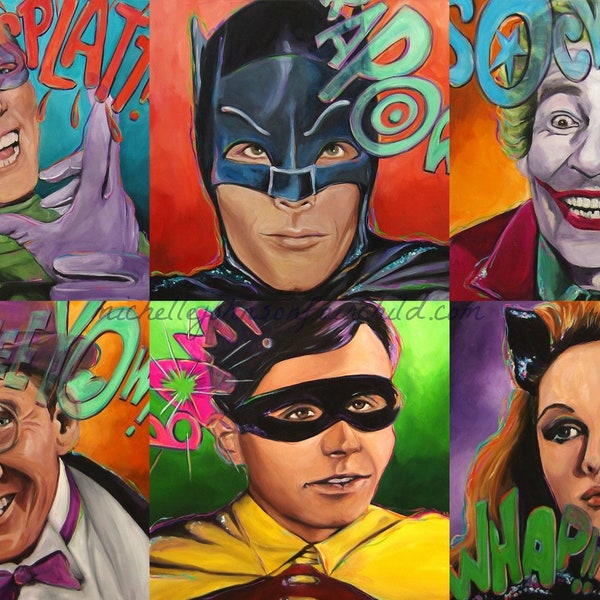 Batman '66 11"x14" artist signed Fine Art Print Catwoman Penguin Riddler Joker Cesar Romero Burt Ward Robin Julie Newmar Adam West